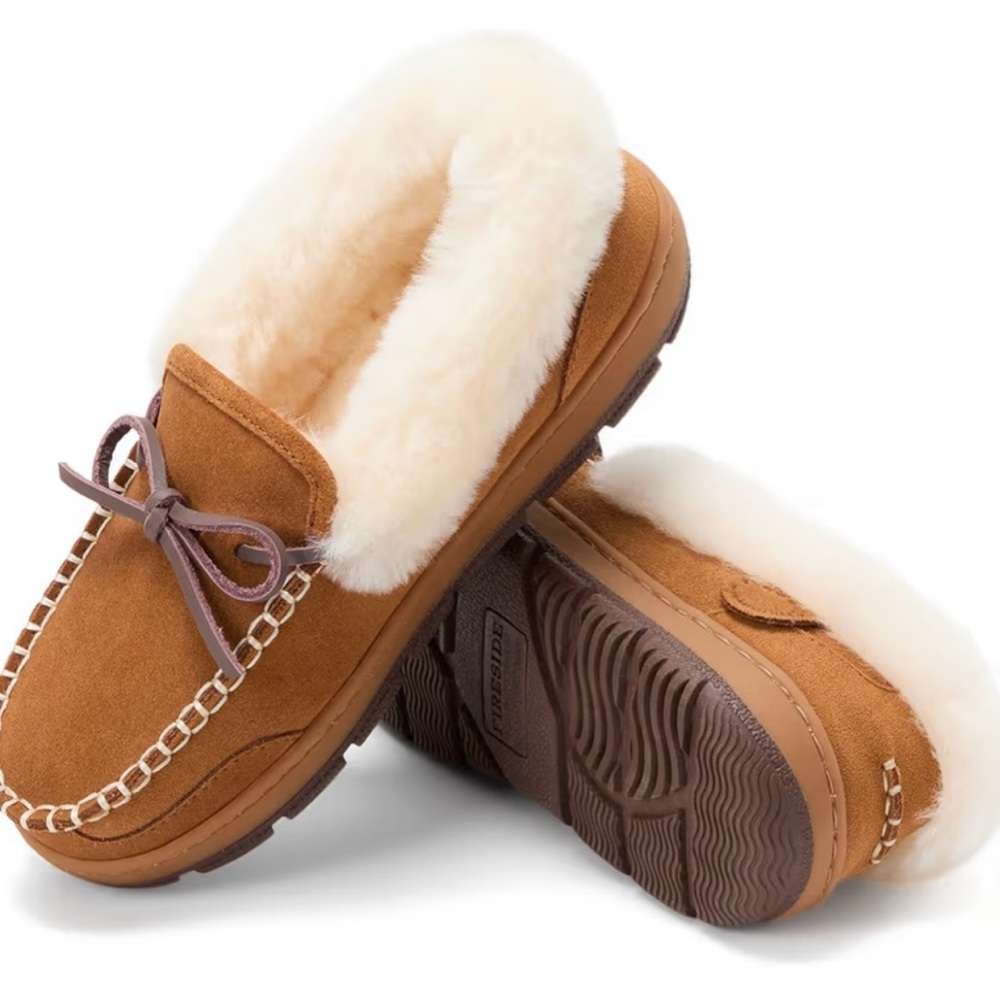 Dearfoams womens Genuine Australian Shearling Moccasin Slipper
